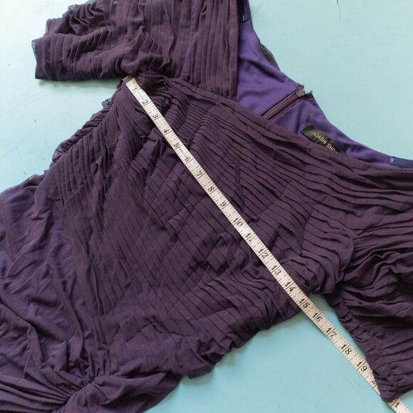 Tadashi Shoji Purple Ruched Draped Chiffon Asymmetrical Dress Size Medium Formal - Picture 5 of 9